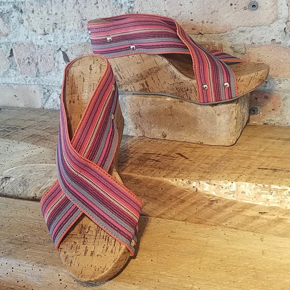 NWOT - Montego Bay Club Striped Cork Wedge - 10